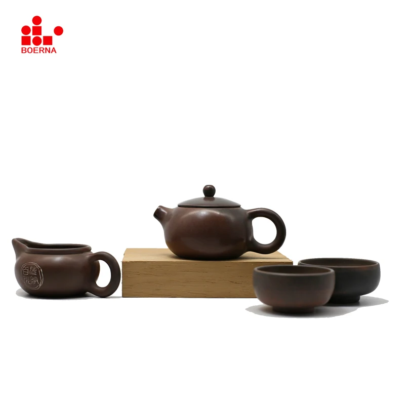 BOERNA Handmade Nixing Teapot Drinkware Tea Pot Cup Set Nixing Clay Kung Fu Tea Sets Nixing Ceramic Chinese puer Tea set kettle