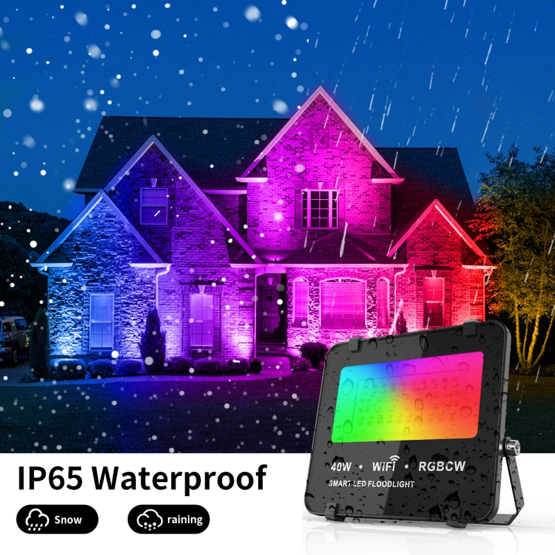 Luces de inundación inteligentes para exteriores, reflector impermeable IP65 con wifi, decoración de Navidad, RGB, para jardín, escenario, inteligente, 1 ud.|Módulos de domótica| - AliExpress