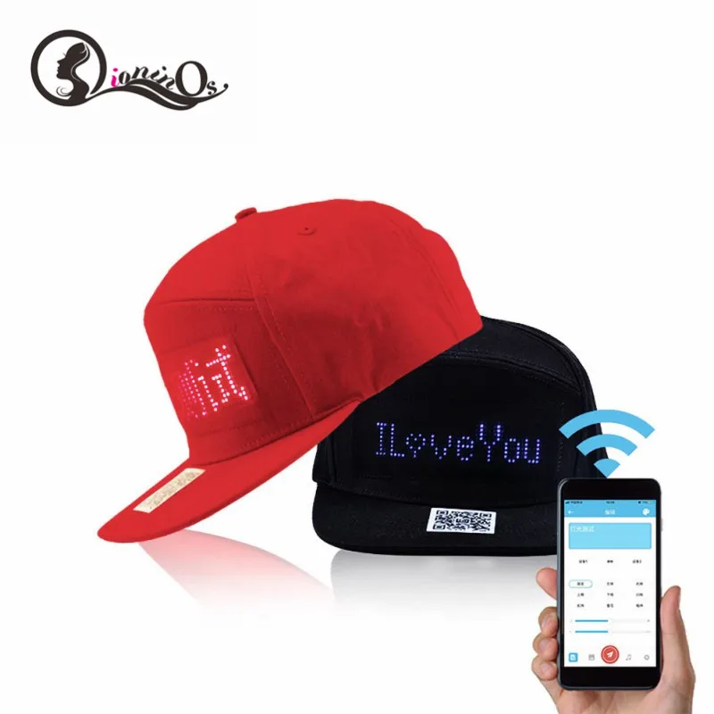 

Red/Black Bluetooth Mobile App Operation Led Lights Bluetooth Hip Hop Hat For Party Riding For Men Women Advert Hat