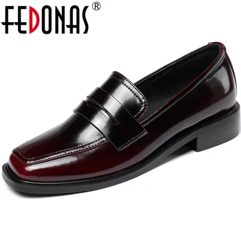 

FEDONAS Concise Thick Heels Pumps Genuine Leathder Elegant Women Shoes 2020 Newest Summer Autumn Office Lady Basic Shoes Woman