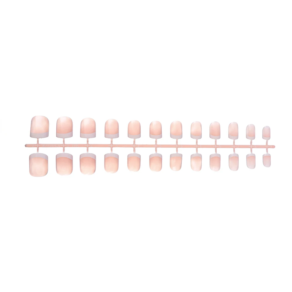 24 шт Натуральные Французские короткие накладные ногти 5 стилей акриловые классические полностью искусственные ногти для домашнего офиса искусственные губки легко DIY - Цвет: 1