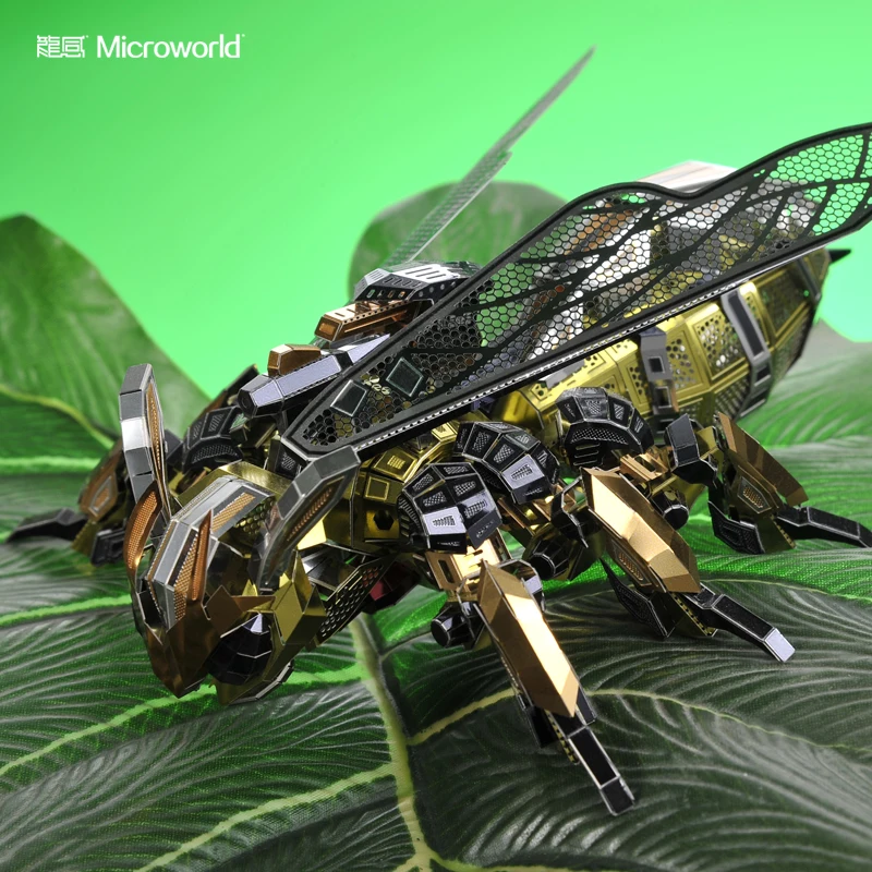 Microworld mechanical Hornet model kits DIY laser cutting Jigsaw puzzle fighter model 3D metal Puzzle Toys for Children gifts 6