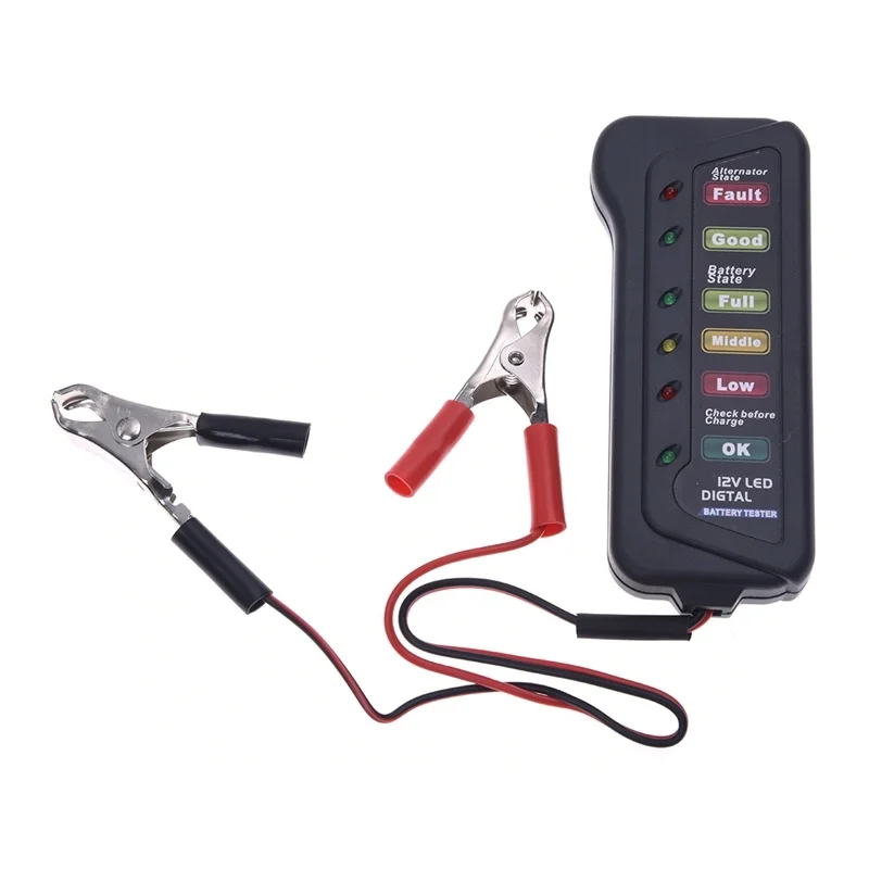 12V Цифровой Батарея/Генератор тестер с 6-светодиодный свет Дисплей