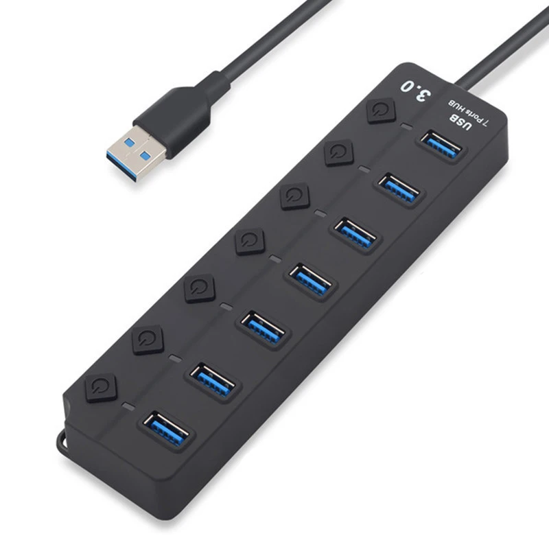 Usb-хаб 3,0 высокоскоростной 7 порт USB 3,0 концентратор разветвитель вкл/выкл переключатель для MacBook ноутбук ПК Компьютерные аксессуары
