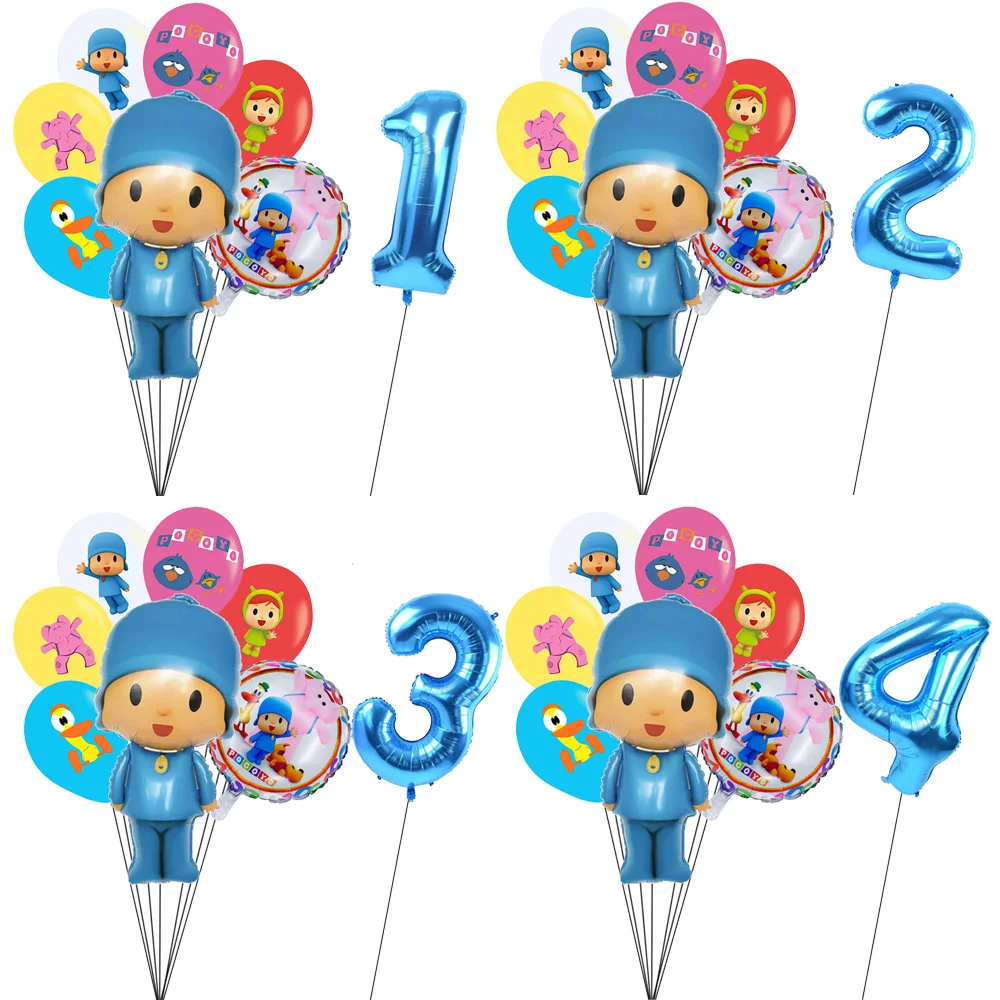 8pcs/lot Pocoyoed Balloons Eily Pato Latex Ballons 32inch Number Happy Birthday Baby Shower Elephant PP Party Decorations Toys | Дом и сад