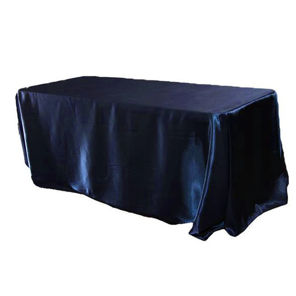  145x320cm White/Black Tablecloths Table Cover Rectangular Satin Tablecloth for Wedding Birthday Par