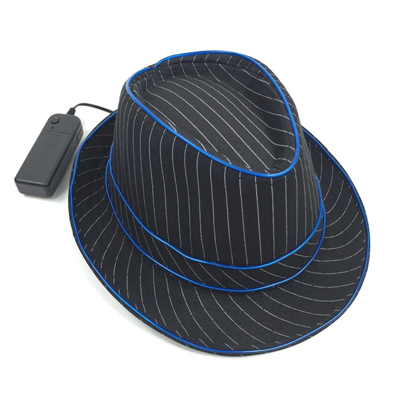 Party Light Up Top Hat EL Wire Bright LED Blinking Glowing Jazz Cap Party Hat For Party Concert Stage Show Costume