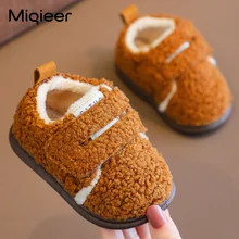 Criança infantil sapatos de inverno quente de pelúcia do bebê meninas meninos primeiro walker crianças sapatos de caminhada algodão sola macia crianças chinelos casa