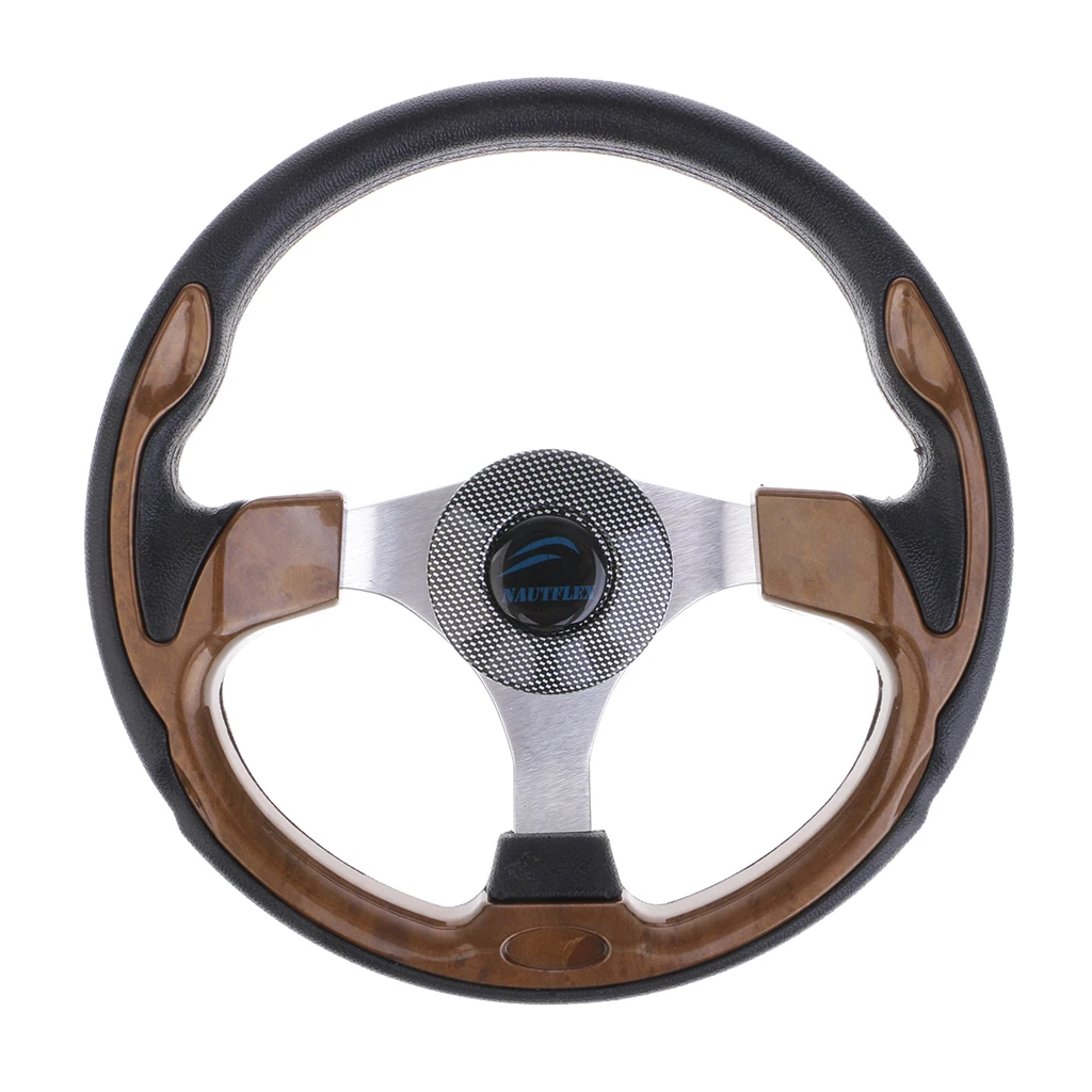 320mm Aluminum Alloy Marine Boat Pontoon Steering Wheel 3 Spoke 3/4