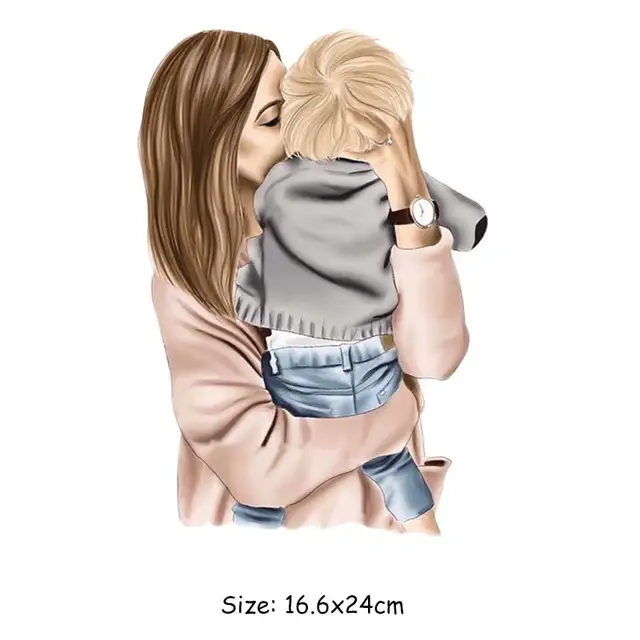 DIY Heat Transfer Patches Mom Girl Boy Printing Patches On Clothes Super Mom Dad Queen Stickers On T-shirt Dresses Jeans DZ650