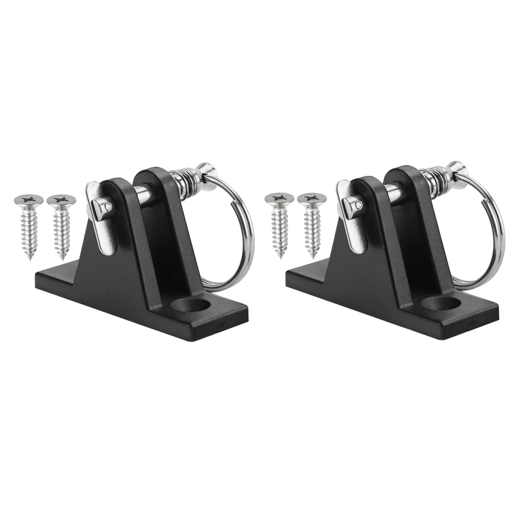 2pcs Black Universal Boat Bimini Top Deck Hinges with Removable Pin