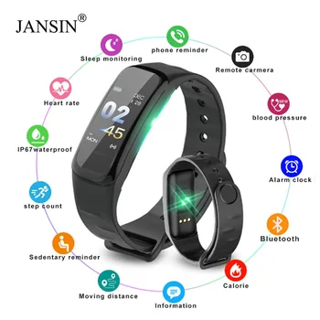 

Waterproof C1 Plus Smart Bracelet Color Screen Blood Pressure Fitness Tracker Heart Rate Monitor Smart Band for Android & IOS