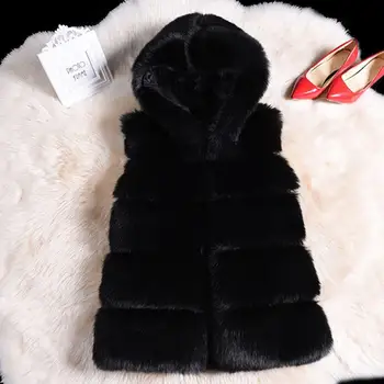 

Faux Fur Coat Winter Women Casual Hoodies Warm Slim Sleeveless Faux Fox Fur Vest Winter Jacket Coat Women casaco feminino