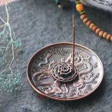 Ароматическая палочка горелка для гостиной Курильница держатель для благовоний тиснение печи пластины цинковый сплав Винтаж Дракон узор Ароматерапия