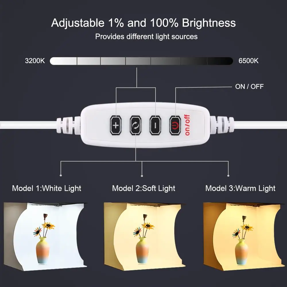 PULUZ 20/30cm lightbox Mini Foldable Photo Studio Box Photography LED Ring Lightbox Studio Shooting Tent  kit& 6 Color Backdrops