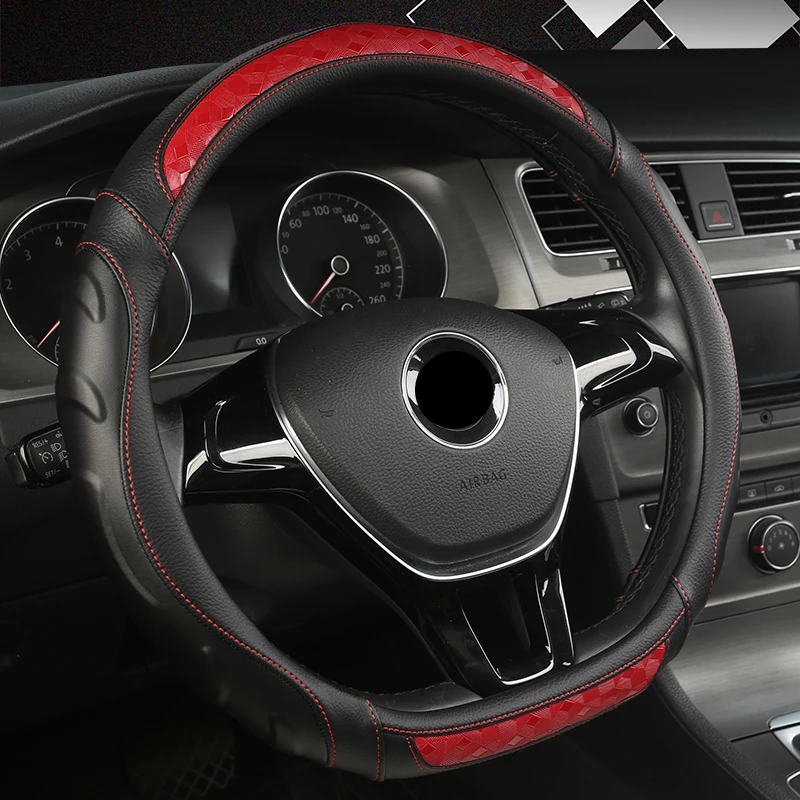 Красный D образный чехол на руль для VW Golf 7 Polo- Scirocco Jetta 6- Santana- авто аксессуары - Название цвета: Красный