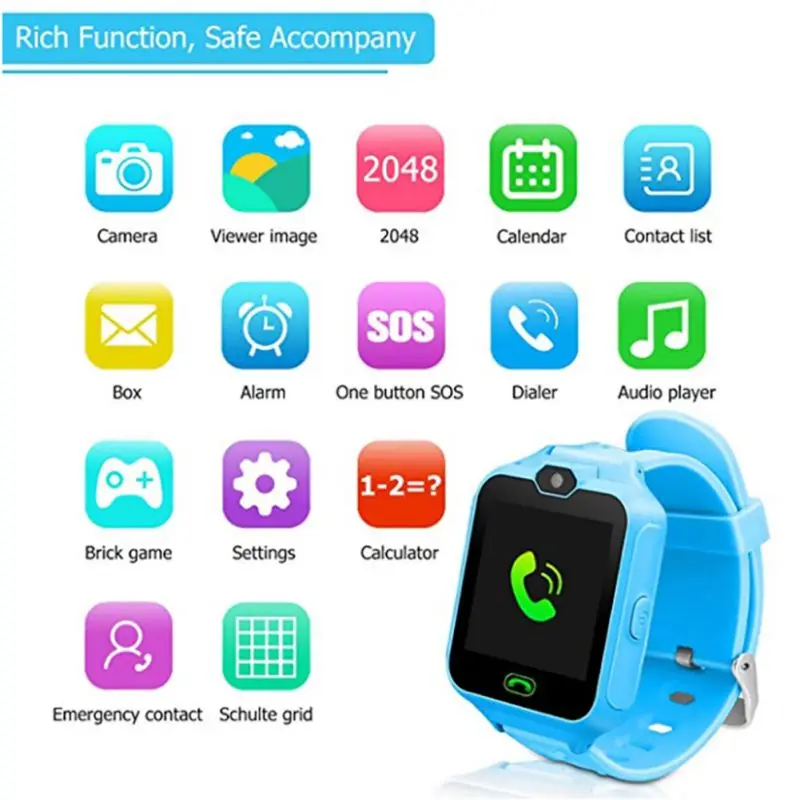 Children Kids Smart Watch Support GPS And SOS Calling Music Waterproof HD Colorful Screen LBS Positioning For IOS Android