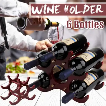 

European-Style Three-Dimensional Wine Rack Wine Display Shelf Wooden Bracket Stand Bracket Living Room Decor for 6 Bottles