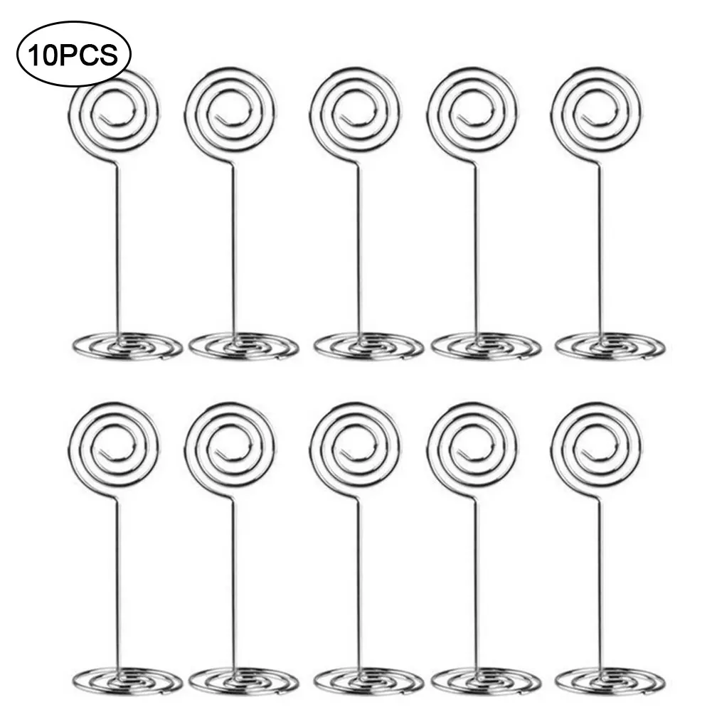 

10 Pcs Table Card Holder Stainless Steel Memos Restaurant Wedding Desktop Spring Clips Stand Note Sign Birthday Party Decor Home