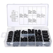 Rubber Grommet Combination Kit Electrical Conductor Gasket Ring Kit for wires, plugs and cables, 180 pieces