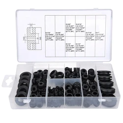 Rubber Grommet Combination Kit Electrical Conductor Gasket Ring Kit for wires, plugs and cables, 180 pieces