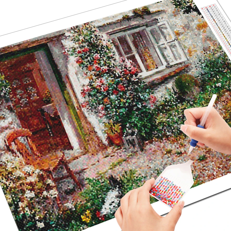 EverShine Diamond Painting Garden Full Square 5D Diamond Embroidery Landscape House Mosaic Cross Stitch Home Decor