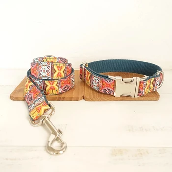

Personalized Bohemian Collar Leash Set, Customized Dog Tag With Card ID, Anti-lost Dog, For Dog Necklace Chest Strap
