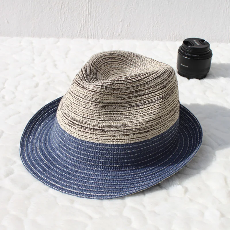 Classic Girdle Panama Jazz Hat Beach Hat For Women Men Straw Hat Male Female Gradient Color Straw Jazz Hat Cap