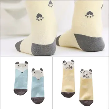 

Fox Cat Baby Kids Socks Fashion Children Sock Cartoon Cotton Toddler Socks Printed Anti-slip Knee Sock