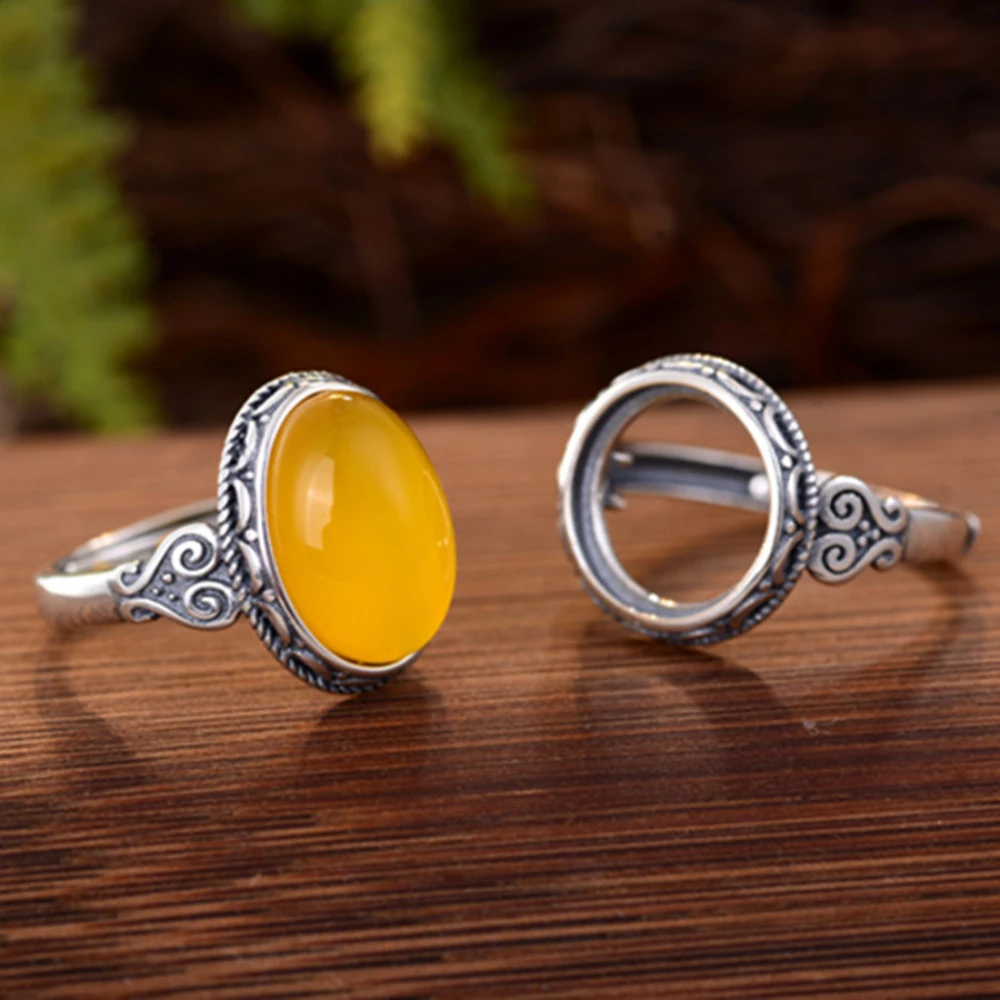 Adjustable 8x12mm/10x14mm/15x19mm Oval Ring Blank or 12x12mm Round Thai Sterling Silver Base Setting R813B | Украшения и