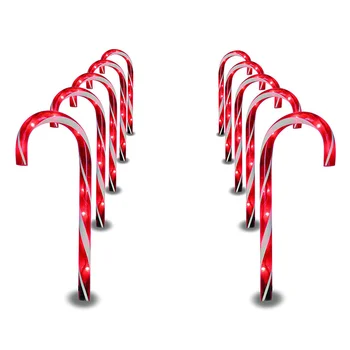 

10 Inch Christmas Light Pathway Candy Cane Walkway Light Stakes Street Lamp Outdoor Garden Yard New Year's Decoration Lam WWO
