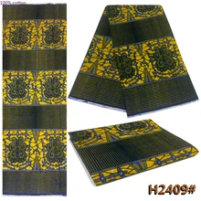 Африканская ткань с принтом/Анкара-желтый, темно-синий, тотемы