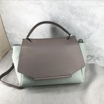 

Luxury Brand Designer Panelled Trapeze Bag 100% Natural Cowhide Leather Women's Handbag Large Shoulder Messenger Bag Sac Femme