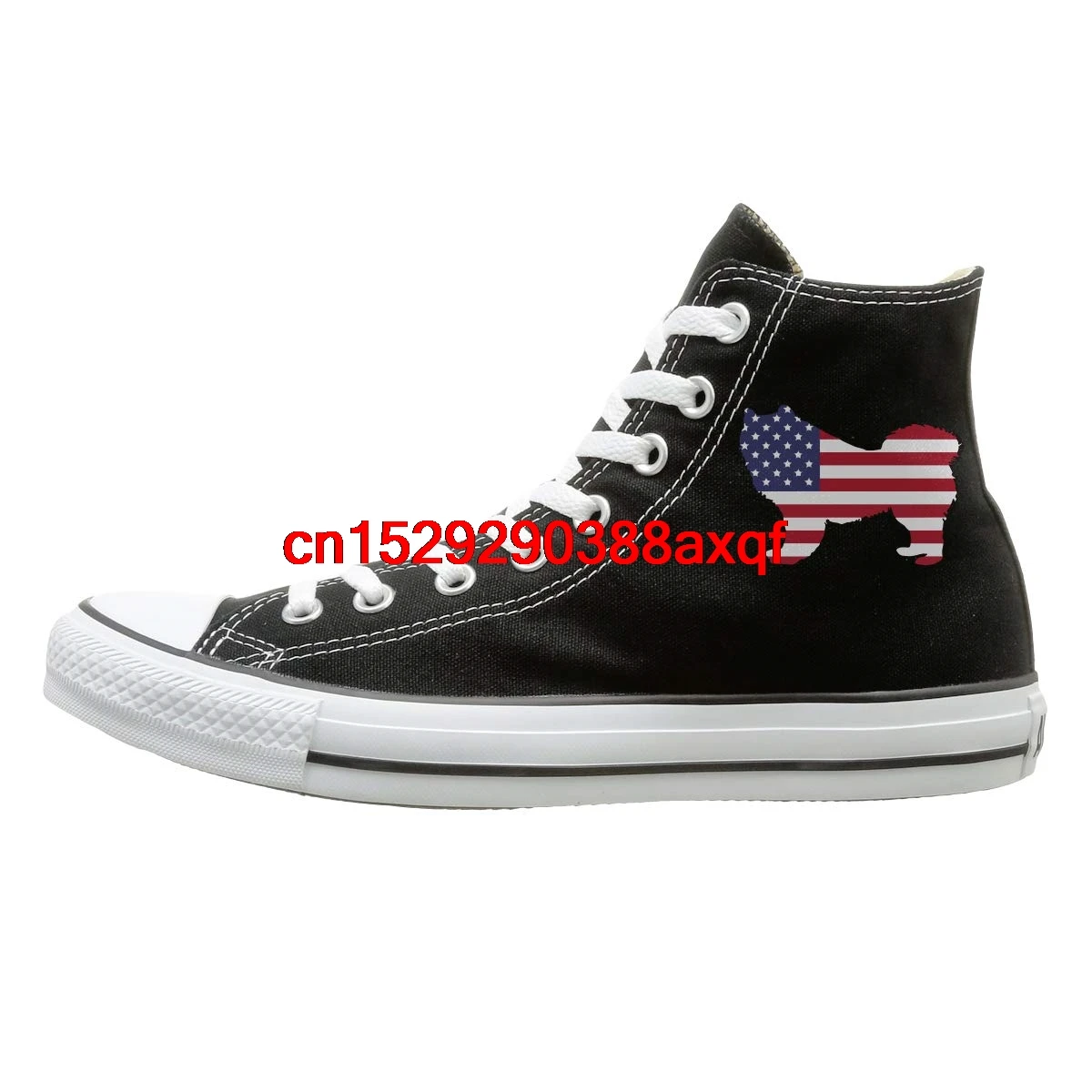 

Womens Mens Classic High-Top Lace Up Canvas Shoe,American Flag Samoyed Canvas Sneaker For Boys Girls