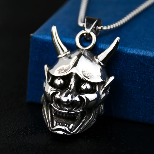 Japanese Ukiyoe 316 Stainless Steel Evil Oni Noh Hannya Ja Pendant