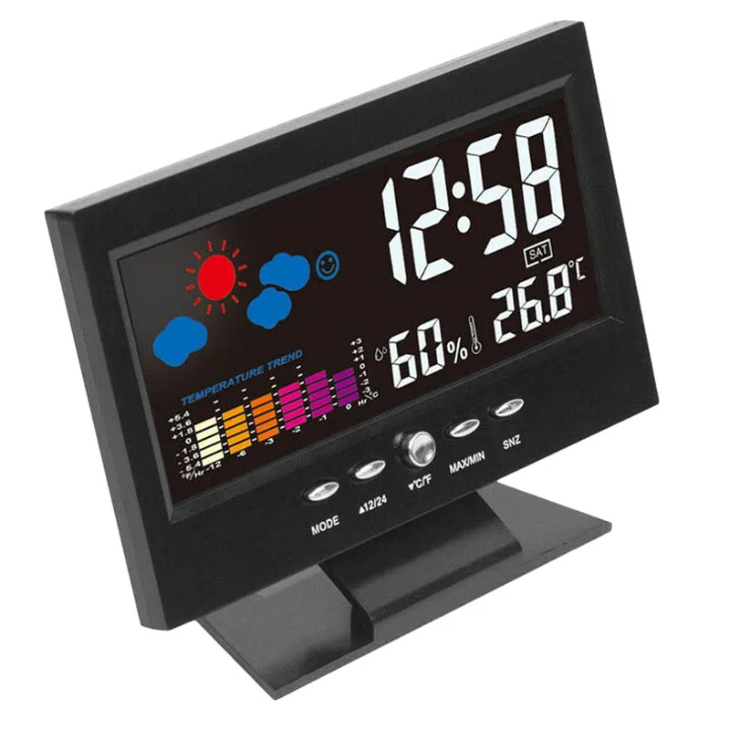 Цифровой будильник часы термометр большой lcd гигрометр Температура влажности с погодой Температура инструменты