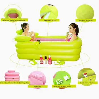 

Thicken Inflatable Bathtub For 2People Adult Spa Folding Portable Bathtub WithCover Extra Large Insulation Barrels Print