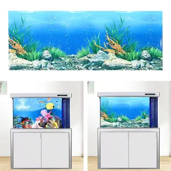 

1PC Aquarium Background Sticker 3d Double Sided Adhesive Wallpaper Fish Tank Decorative Pictures Underwater Backdrop Image Decor