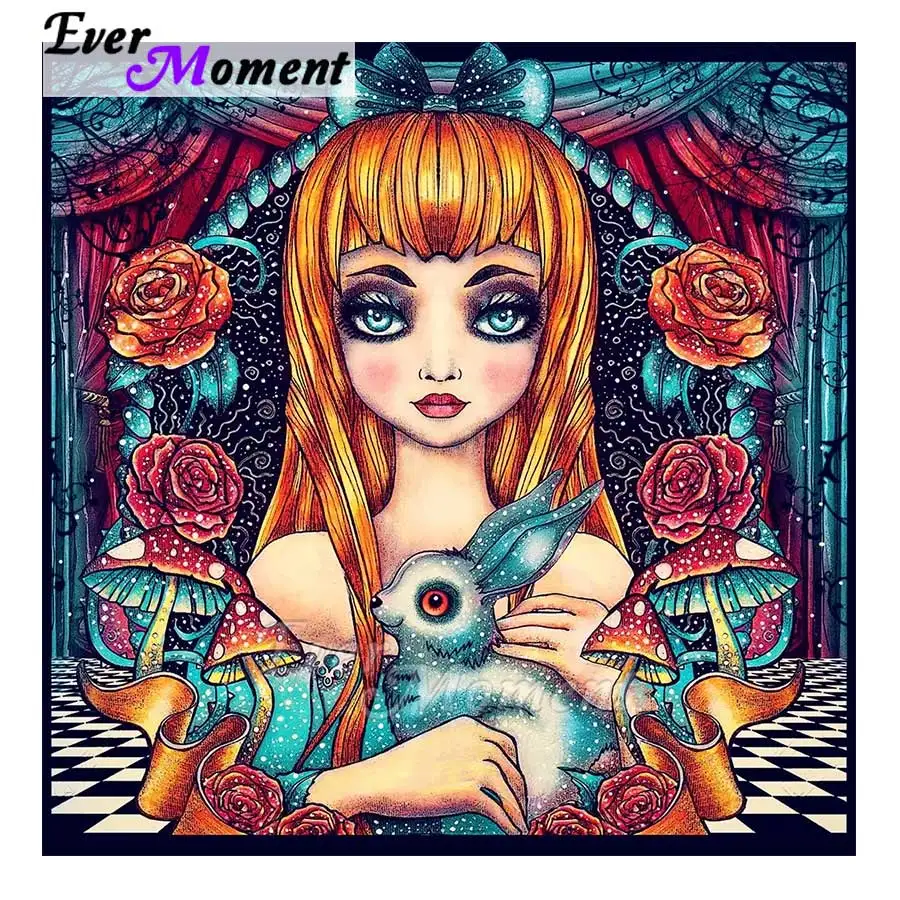 Картина с рисунком Ever Moment квадратная картина кроликом и розами 5L230 | Дом сад