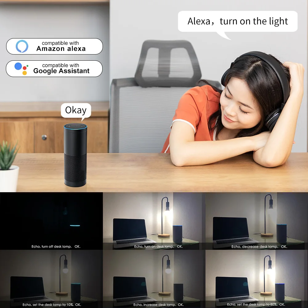 Светодиодные WiFi смарт лампы 220V E27 B22 E14 затемнения RGBW LED рабочий Google Assistant голос при