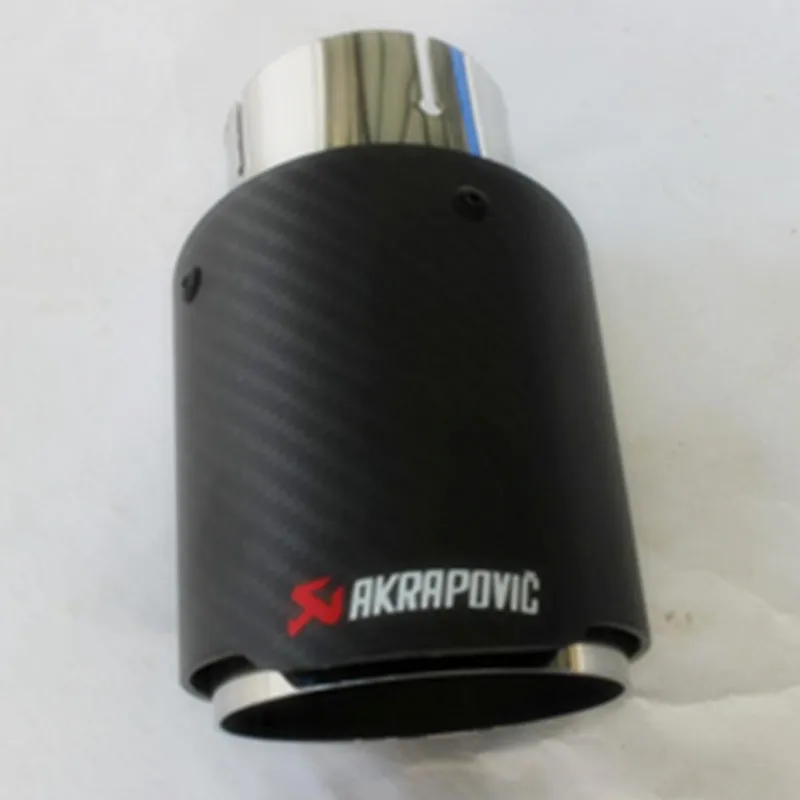 

Akrapovic Plain Weave Carbon Car Exhaust System Muffler Plain Tip Tail Pipes Universal Straight Silver Stainless Steel
