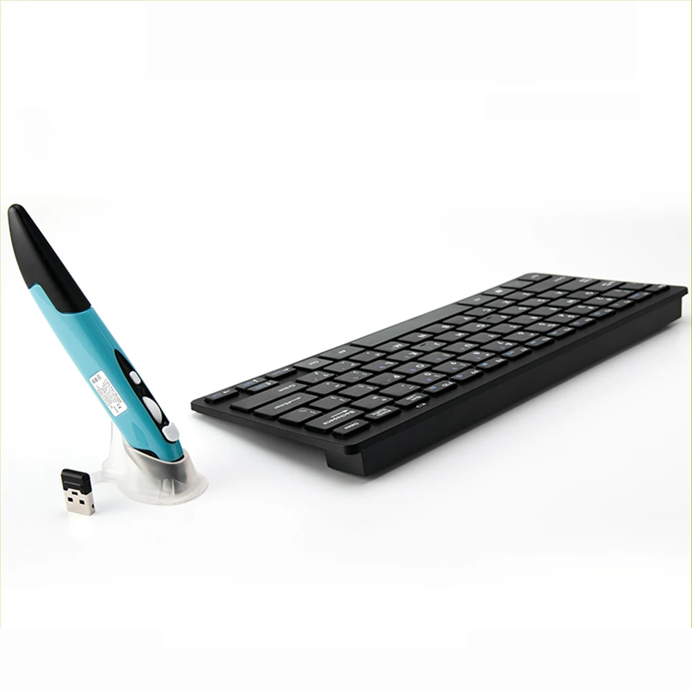 Black Blue 2,4G Беспроводная клавиатура и мышь комбинированная сенсорная ручка мышь и современная клавиатура комбинированная KM-808 белая клавиатура+ синяя Ручка мышь - Цвет: Black Blue
