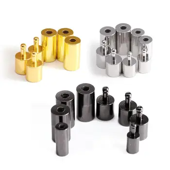 

10pcs/lot Black/Gold/Rhodium Color Metal End Caps End Clasps Fits 2/2.5/3/4/5/6/7/8mm Round Leather Cord for DIY Jewelry Making