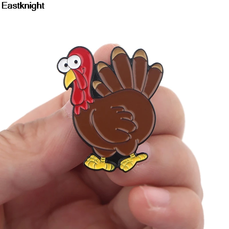 Turkey cartoon DIY Zinc Aolly Enamel pins Trendy medal insignia para backpack shirt clothes brooches badges women E0843