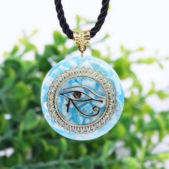 Horus Eye All-Seeing Eyes Orgonite Energy Pendant Orgone Amazonite Necklace Devil's Eye Necklace Amulet Magnetic Jewelry