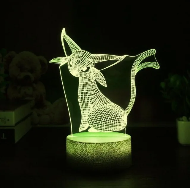 Покемон игра Mew 3D лампа Umbreon светодиодный декоративный ночник многоцветный RGB Декор для спальни Дети Рождественский подарок игрушки - Испускаемый цвет: Espeon