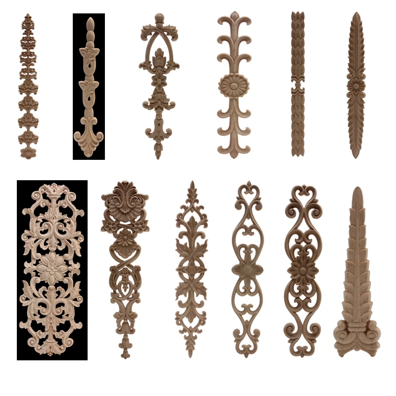Wood Applique Wood Decal Wood Craft Carved Ornamental Decoration Long Large Rubber Wood