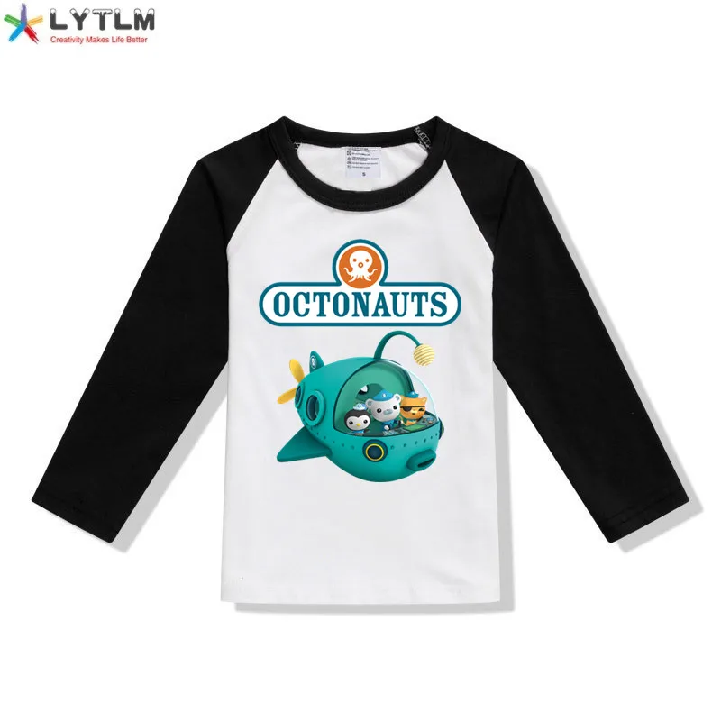 LYTLM Octonauts футболка для мальчиков на день рождения детская одежда с длинными рукавами для маленьких девочек детские топы для девочек - Цвет: CX Raglan Black