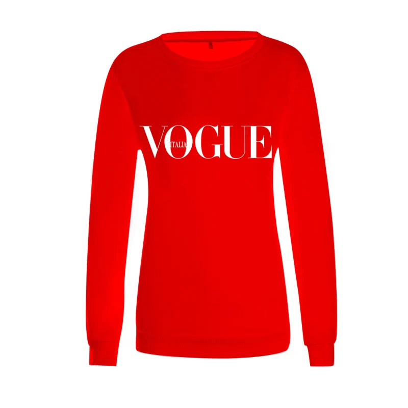 Red XUNASHOW осенне-зимние флисовые толстовки для женщин, пуловер VOGUE с принтом букв, топы - Цвет: Red