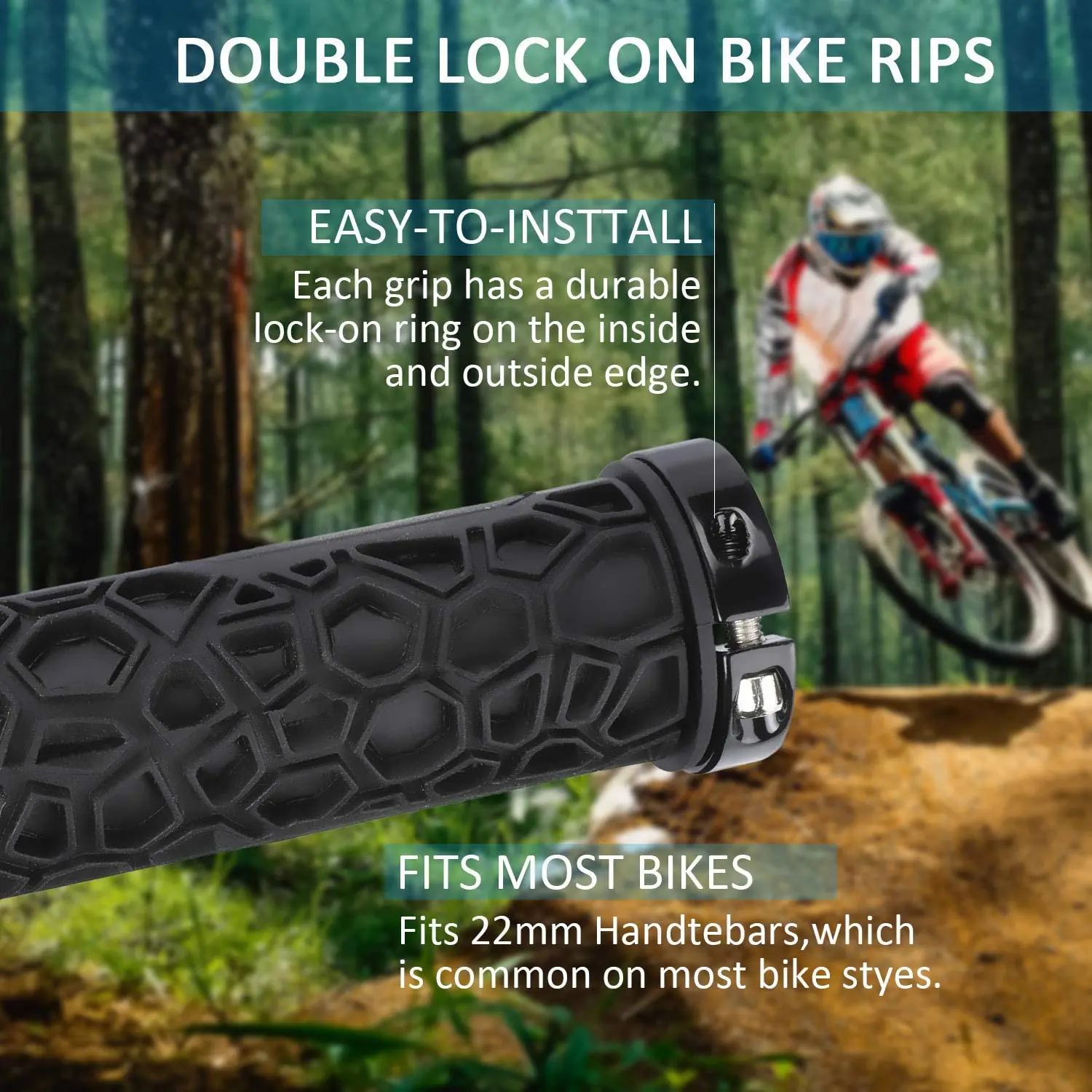 Dual Lock-on Bike Grips Bike Handlebar Grips for Mountain Bicycle Handlebars MTB Locking Ends Fixie BMX
